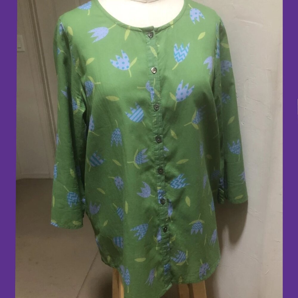 Gudrun Sjoden Fresh & Green Blouse/Tunic - Excellent!